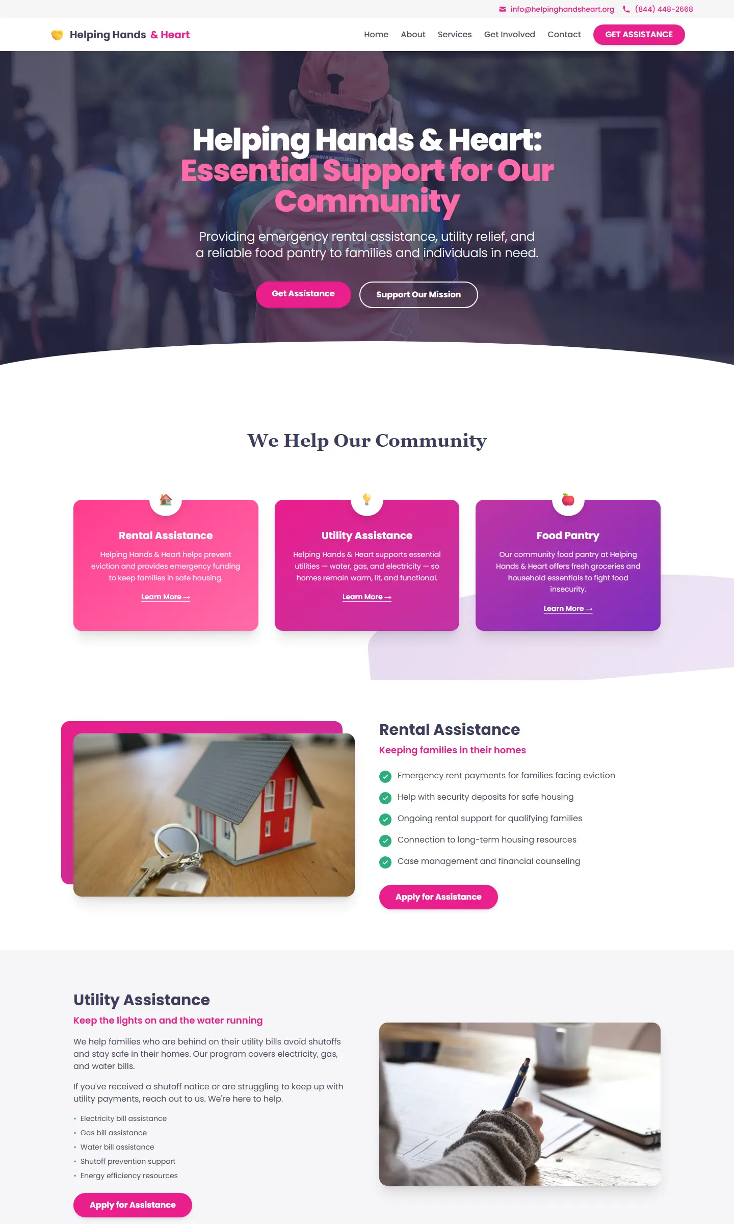 helpinghandsheart.org homepage